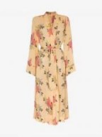 By Timo Lilacs Floral Belted Midi Dress in Yellow / wrap style dresses