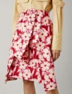 JOSEPH Clive Cotton Print Skirt in Crimson / red floral wrap style skirts