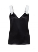 GALVAN Contrast-strap satin cami top ~ monochrome camisole