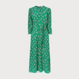 L.K. BENNETT DOROTHY GREEN SAIL PRINT SILK MIDI DRESS ~ floaty dresses