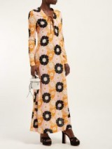 MIU MIU Floral-print side-slit maxi dress in pink ~ retro printed dresses