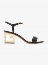 Givenchy Black 60 Triangle Cut-Out Heel Leather Sandals in Black ~ chic block heels