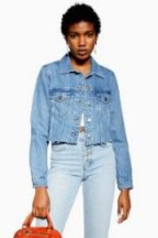 TOPSHOP Hacked Fitted Denim Jacket ~ casual raw hem jackets