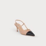 L.K. BENNETT HALLY TOE CAP TRENCH LEATHER SLINGBACKS ~ chic two-tone slingback pumps