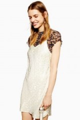 Topshop Jacquard Mini Slip Dress in ivory | cami strap dresses