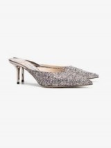 Jimmy Choo 65 Glittered Mules in Silver / sparkly shoes