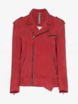 Lot Lthr Ella Belted Suede Biker Jacket in Red