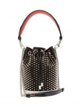 CHRISTIAN LOUBOUTIN Marie Jane black satin and leather bucket bag ~ small luxury bags