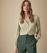 REISS NOA CUT OUT DETAIL BLOUSE SOFT GREEN ~ classic wardrobe staple