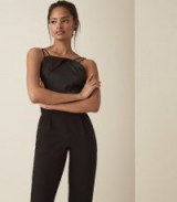 REISS ROSALIE STRAPPY CROSS BACK JUMPSUIT BLACK ~ evening glamour