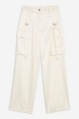 TOPSHOP 90’S Satin Wide Leg Trousers in Cream ~ slinky combat pants