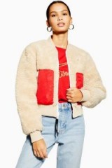 Tommy Jeans Sherpa Bomber Jacket in Oatmeal