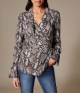 KAREN MILLEN Snakeskin-Print Blouse ~ glamorous wrap blouses