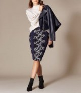 KAREN MILLEN Snakeskin-Print Pencil Skirt ~ blue animal prints