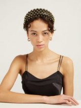 PRADA Stud-embellished black leather headband ~ studded headbands