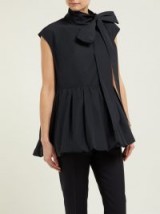 VALENTINO Tie-neck faille top in black