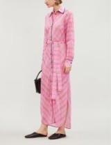 VICTORIA VICTORIA BECKHAM Pink checked cotton and silk-blend dress ~ maxi shirt dresses