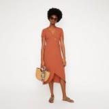 WAREHOUSE WRAP MIDI DRESS IN ORANGE / effortless summer style