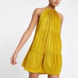 RIVER ISLAND Yellow halter neck slip dress ~ halterneck party dresses