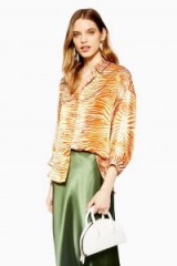 TOPSHOP Zebra Print Shirt in Orange