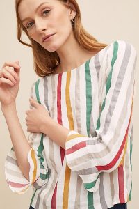 Seen Worn Kept Summer Striped Top / multi-coloured stripes / flared cuffs