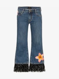 Alanui Hawaii Flower Embroidered Jeans / floral embellished denim