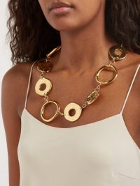 SONIA BOYAJIAN Arpchain gold-plated pendant necklace ~ hammered and polished disc necklaces