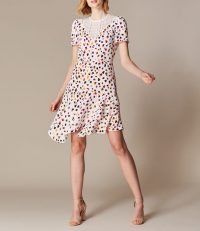 KAREN MILLEN Asymmetric Leopard Lace Dress White / Multi