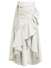 RODARTE Asymmetric ruffled leather skirt in white ~ ruffle trimmed wrap skirts