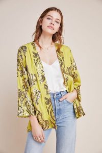 Bl-nk Karie Sequin Kimono in chartreuse ~ short yellow-green kimonos