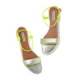 Tabitha Simmons BUNGEE FLAT SANDALS Silver / Yellow ~ metallic summer flats