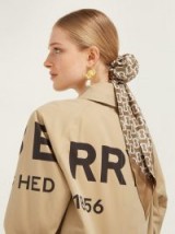 Chic hair accessory ~ BURBERRY Chignon monogram silk-satin scarf in camel