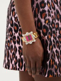 MIU MIU Crystal-embellished watch bracelet ~ square face statement watches