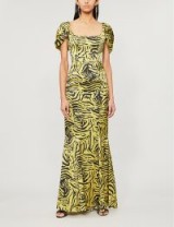 DE LA VALI Alma zebra-print silk maxi dress