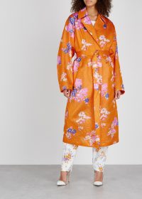 DRIES VAN NOTEN Rubor printed silk-blend cloqué jacket in orange / luxe statement coats