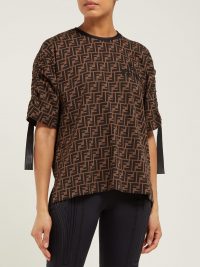 FENDI FF-logo printed jersey T-shirt in brown ~ contemporary designer tee