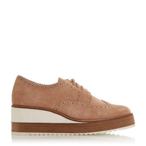 DUNE LONDON Flossie – Cappuccino Suede Wedge heel Suede Brogue | luxe looking footwear | wedged brogues