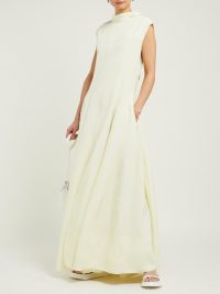 JIL SANDER Gatsby slit-hem open-back dress in Light-Yellow ~ elegant spring maxi