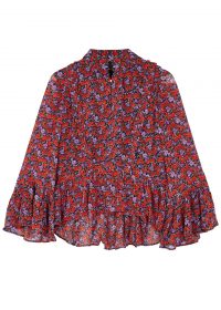 GESTUZ Rosanna floral crepe blouse / frill trimmed blouses