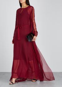 GIAMBATTISTA VALLI Faton lace-trimmed silk dress in bordeaux