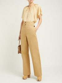 JIL SANDER Greg high-waist cotton trousers in beige ~ 70s inspired