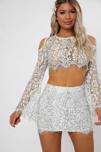 IN THE STYLE HALCIA MONO LACE MINI SKIRT