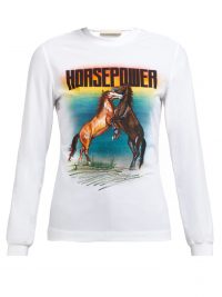 CHRISTOPHER KANE Horse Power-print stretch-jersey top in white