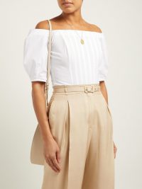 GABRIELA HEARST Hurley off-the-shoulder cotton-poplin corset top in white ~ summer bardot designs