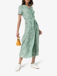 HVN Maria Floral Print Silk Shirt Dress in Green / retro fashion / Harley Viera Newton clothing