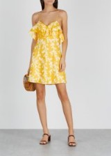 KEEPSAKE Fallen floral-print linen mini dress in yellow / thin strap summer dresses