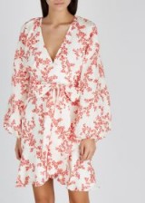 KEEPSAKE White floral-print linen mini dress / feminine wrap dresses