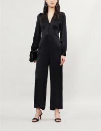 KITRI Martina wide-leg satin jumpsuit in black ~ vintage look evening clothing