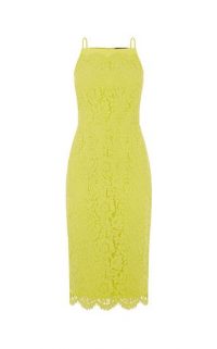 OASIS LACE SQUARE NECK MIDI DRESS Mid Yellow / thin strap pencil dresses