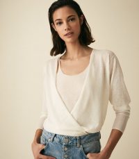 REISS LAUREN TWO PIECE LAYERING TOP WHITE ~ wrap front tops